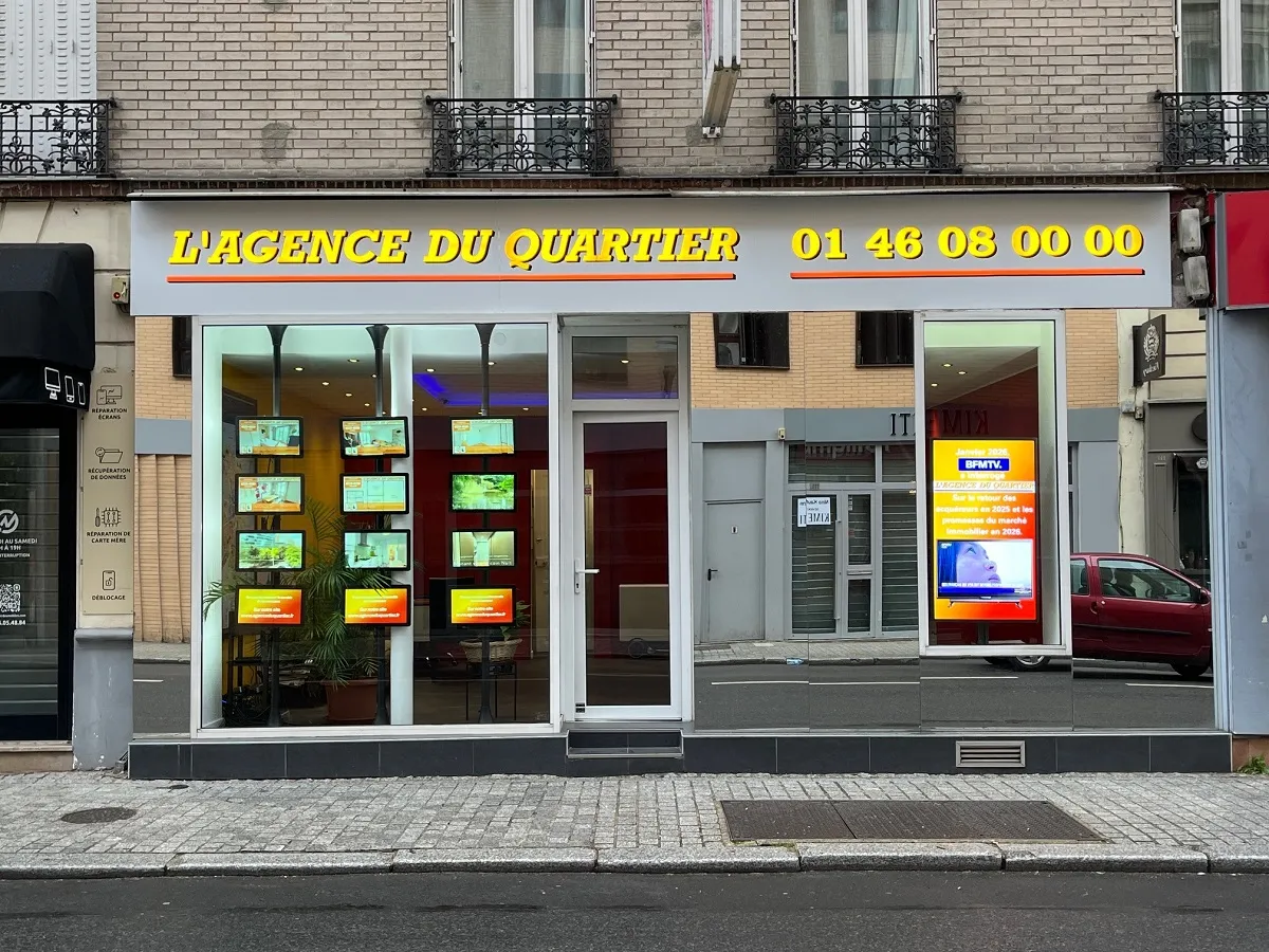 La façade de L'Agence du Quartier, 98 rue Gallieni à Boulogne-Billancourt