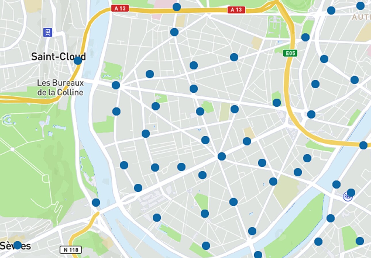Carte des Stations de Velib' à Boulogne-Billancourt.