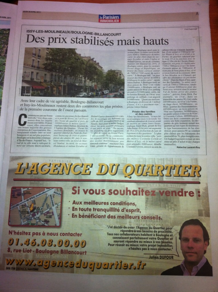 Le Parisien, 26 avril 2011