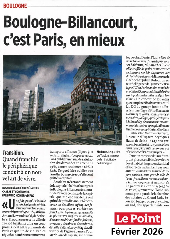 Février 2026: L'Agence du Quartier dans le journal le Point